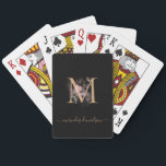 Modern Black Gold Blush Pink Floral Monogrammed    Poker Cards<br><div class="desc">Modern black and gold design with a blush pink transparent floral pattern.  Easily customize your Name of choice in a trendy calligraphy script along with your initialed monogram of choice.</div>