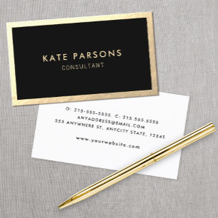 Modern Black Gold Border  Business Card
