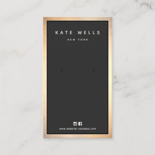 Modern Black Gold Border Earring Display Holder Business Card
