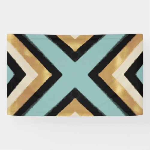 Modern Black Gold Brushstrokes Mint Geometric Banner