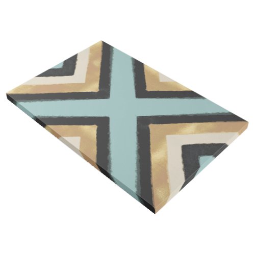 Modern Black Gold Brushstrokes Mint Geometric Gallery Wrap