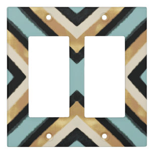 Modern Black Gold Brushstrokes Mint Geometric Light Switch Cover
