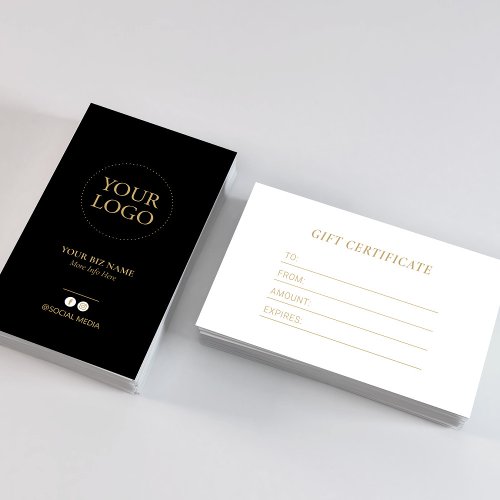 Modern Black  Gold Business Logo Gift Certificate