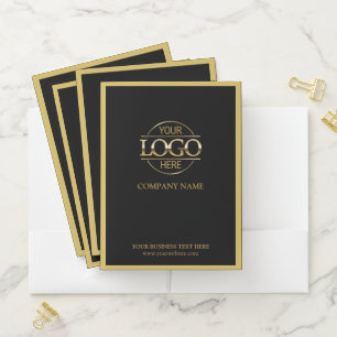 Modern Black & Gold Business Logo Personalized Pocket Folder