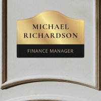 Modern Black & Gold Business Office Nameplate