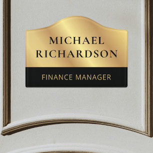 Modern Black & Gold Business Office Nameplate Door Sign