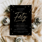 Modern Black & White Bow 40th Birthday Invitation