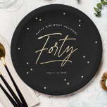 Modern Black Gold Calligraphy 40th Birthday Paper Plates<br><div class="desc">Modern Black Gold Calligraphy 40th Birthday Paper Plates features a fun scattering of gold faux foil confetti and modern calligraphy.</div>