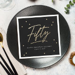 Modern Black Gold Calligraphy 50th Birthday Napkins<br><div class="desc">Modern Black Gold Calligraphy 50th Birthday Napkins features a fun scattering of gold faux foil confetti and modern calligraphy.</div>