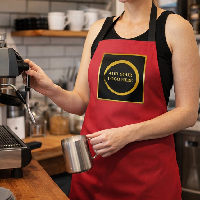 Modern black gold cardinal red professional logo apron (Modern black gold and cardinal red professional logo apron. Nice apron for your own business.)