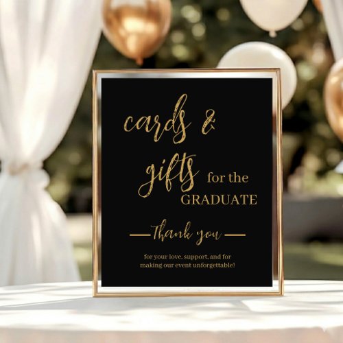 Modern Black Gold Cards and Gifts Graduation Table Plaque