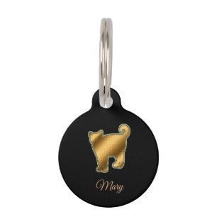 Modern Black Gold Cat Pet ID Tag