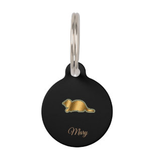 Modern Black Gold Cat Pet ID Tag