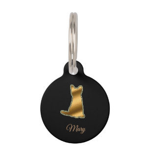Modern Black Gold Cat Pet ID Tag