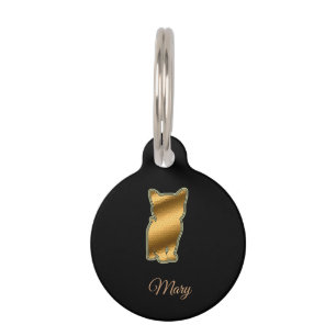 Modern Black Gold Cat Pet ID Tag