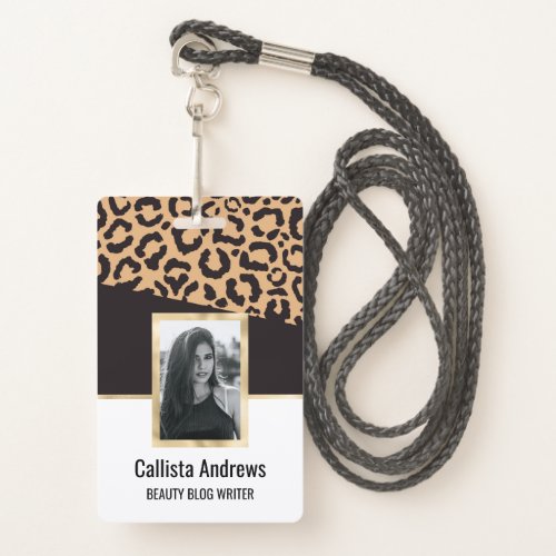 Modern Black Gold Cheetah Leopard Animal Print Badge