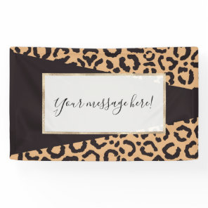 Modern Black Gold Cheetah Leopard Animal Print Banner