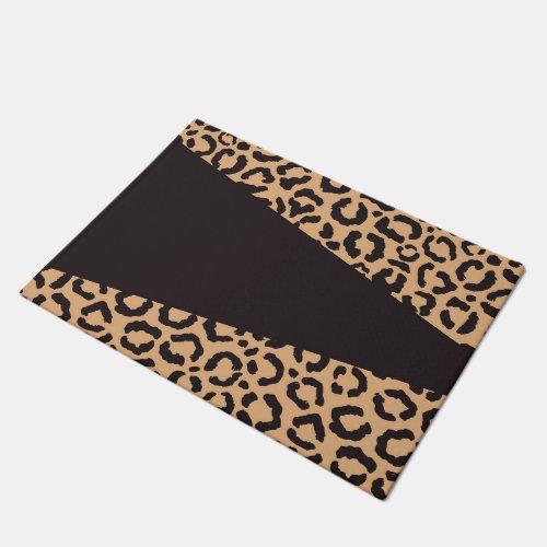 Modern Black Gold Cheetah Leopard Animal Print Doormat