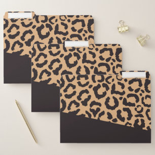 Modern Black Gold Cheetah Leopard Animal Print File Folder