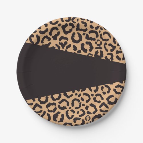 Modern Black Gold Cheetah Leopard Animal Print Paper Plates
