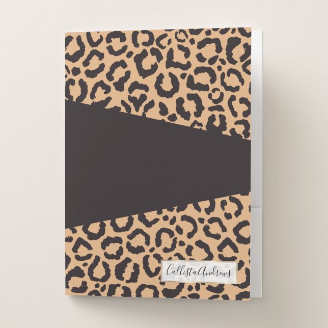 Modern Black Gold Cheetah Leopard Animal Print Pocket Folder (Front)