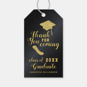 Modern Black Gold Class 2026 Graduation Thank You Gift Tags