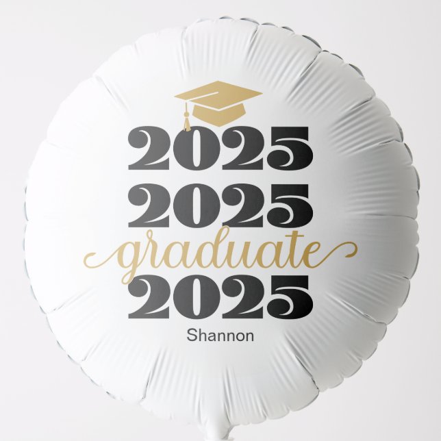 Modern Black Gold Class of 2025 Thank You Balloon (Front)