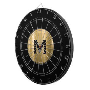Modern Black Gold Classic Monogram Dart Board