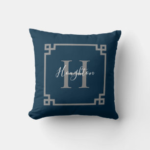 Modern Black Gold Classic Monogram Throw Pillow