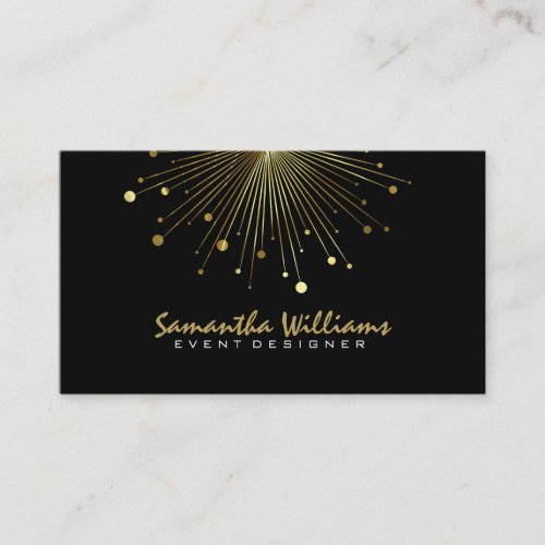 Modern Black &amp; Gold Color Burst Business Cards