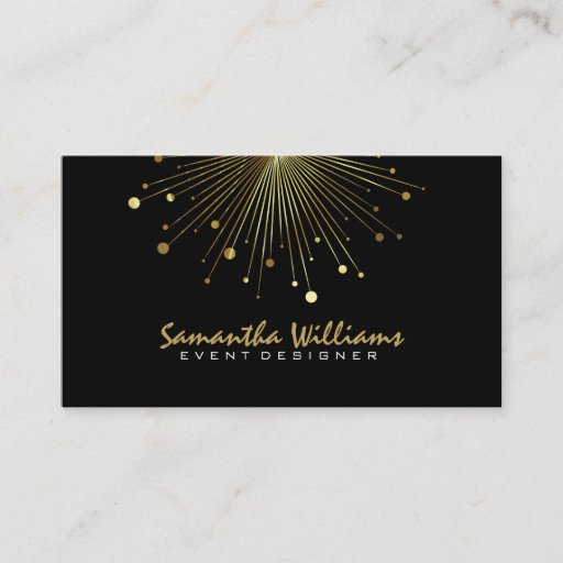 Customizable Modern Black &amp; Gold Color Burst Business Cards