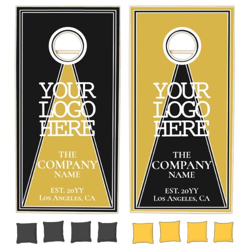 Modern Black Gold Company Logo Cornhole Set