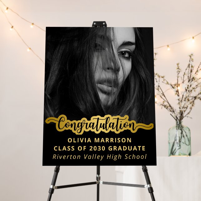 Modern Black Gold Congrats Graduate Foam Board (In Situ (Stand))