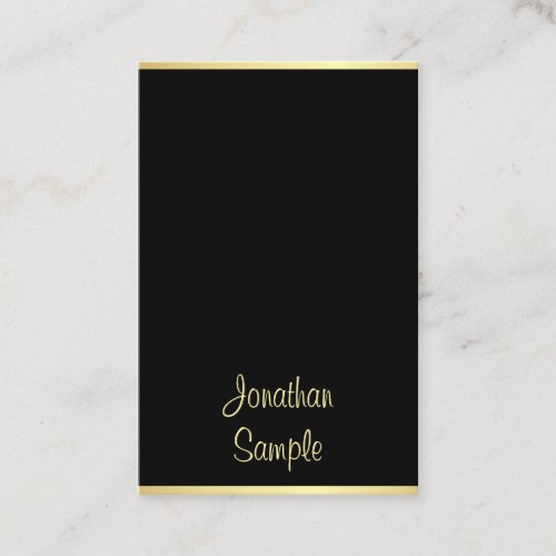 Modern Black Gold Cool Handwritten Personalized Business Card