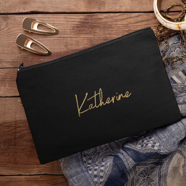 Modern Black & Gold Cosmetic Accessory Pouch (Creator Uploaded)
