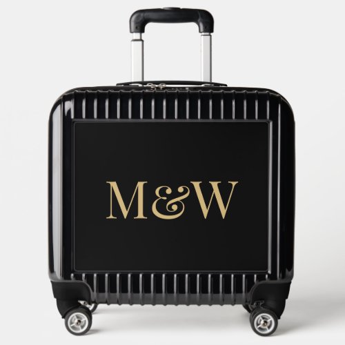 Modern Black Gold Couple Monogram Luggage