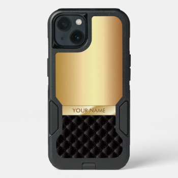 Modern Black & Gold Custom Name Iphone 13 Case by caseplus at Zazzle