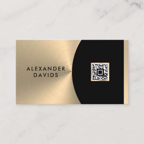 Modern Black Gold Custom QR Code Business Card