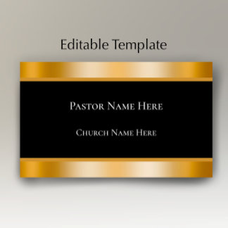 Modern Black & Gold Custom Text Church Pastor  Business Card