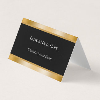 Modern Black & Gold Custom Text Church Pastor  Business Card