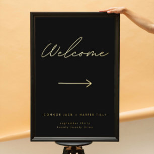 Modern Black Gold Directional Welcome Foil Prints