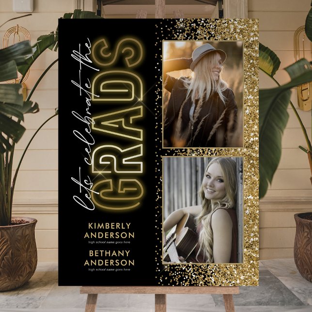 Modern Black Gold Double Graduation Foam Board (Creator Uploaded)