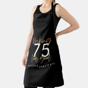 Modern black gold editable age birthday apron