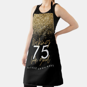 Modern black gold editable age birthday apron