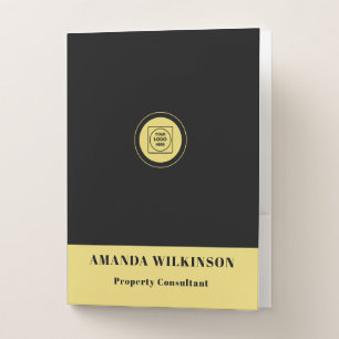 Modern Black Gold Elegant Logo Branding Binder Pocket Folder