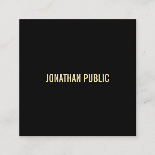 Modern Black Gold Elegant Professional Plain Luxe Square Business Card