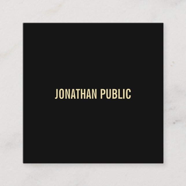Modern Black Gold Elegant Professional Plain Luxe Square Business Card (Front)