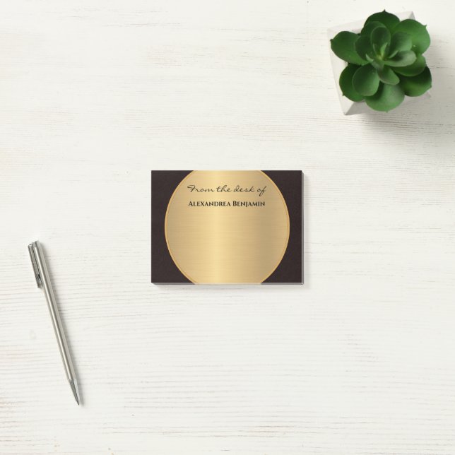 Modern Black Gold Elegant Stylish Personalize  Post-it Notes (Office)