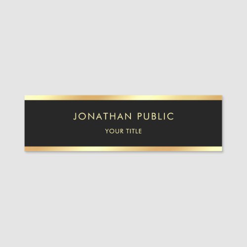 Modern Black Gold Elegant Template Professional Name Tag
