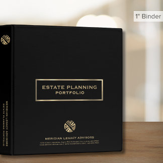 Modern Black Gold Estate Planning 3 Ring Binder